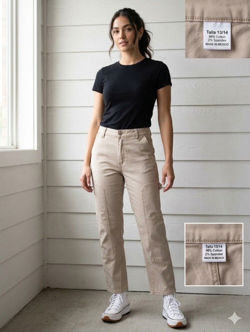 Women Tan Utility Pants KHAKI 98 COTTON 2 SPANDEX